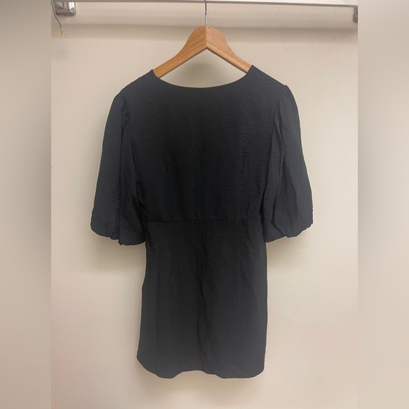 Next Black Tie Front Puff Sleeve Mini Dress size us12 - Picture 4 of 11